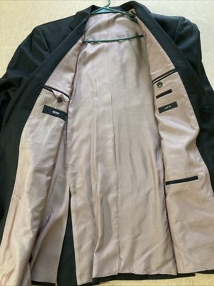 HUGO BOSS Pasolini Movie Super 100s Suit Sz 44L Blazer Pant 35x33 Black Business - Picture 4 of 11